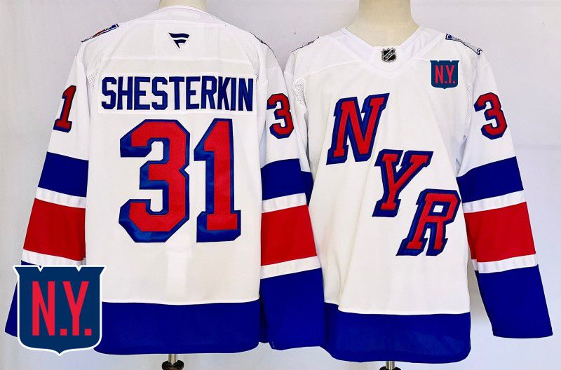 Men New York Rangers #31 Shesterkin White Fanatics 2025 NHL Jersey style 1